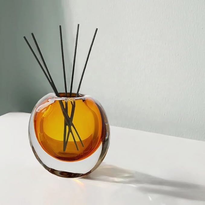 Amber Glass Vase, DIY Empty Reed Diffuser Bottle for Essential Oils, 200mL, Aromatherapy, Modern Home Decor, AV1533
