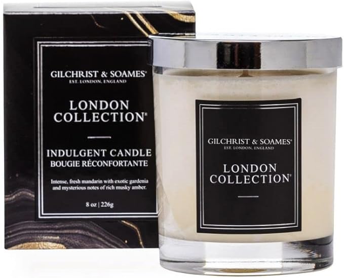 Gilchrist & Soames London Luxury Candle (8oz), Mandarin, Gardenia, and Musk - USA Poured, Coconut Oil and Soy Wax Blend, Cotton Wick