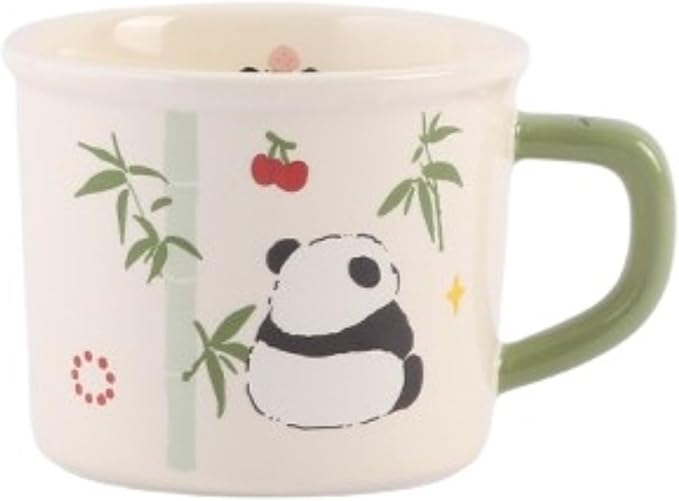 Ceramic Coffee Mug Coffee Cup Tea Cup with Handle 400ML/13.5OZ, Adorable Cartoon Panda Design, Novelty Gift (Panda with Cherry)