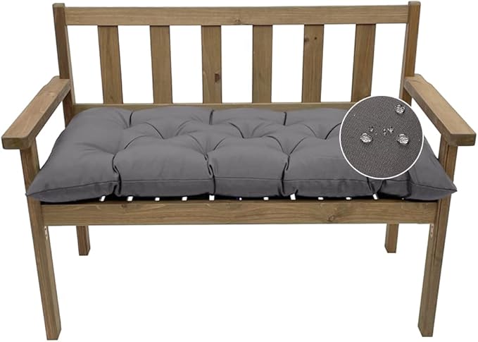Outdoor Bench Cushion, Waterproof Swing Cushion Bench Seat Cushion, Swing Chair Replacement Seat Pads Cushion Pillow for Lounger Garden Furniture Patio Metal Wooden Bench (Dark Grey, 39.37x20in)