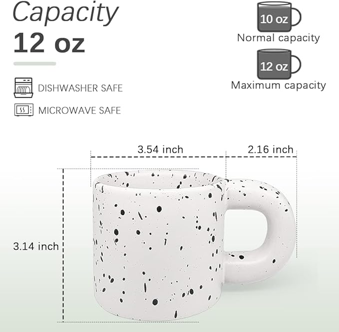 Ceramic Coffee Mug,Microwave & Dishwasher Safe Mug to Decorate,Tea Cup with Porcelain Fat Round Handle, 12oz, Modern,Simplicity Unique Style For Any Kitchen. (Inkjet)