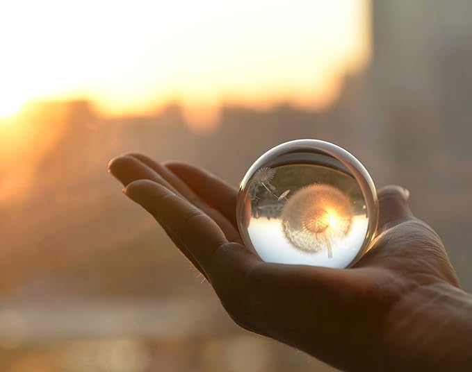 Crystal Ball Glass Globe Decor - Crystal Sphere with Stand & Gift Box, Clear Decorative Crystal Globe, 3D Crystal Ball for Home Decor Photography, Gazing Divination Fengshui Meditation, 2.3 inch/60mm