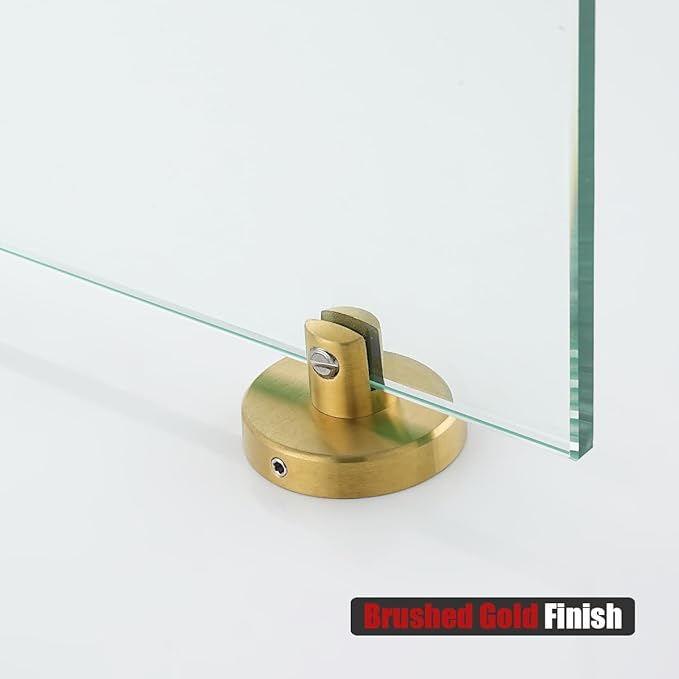 JQK Corner Glass Shelf, Brushed Gold Bathroom 304 Stainless Steel Shower Triangle Floating Wall Shelf, 10 x 10 Tempered Glass, 3 Pack, TGS190L10-BG-P3