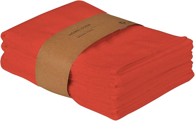 HOMELOVER 4 Piece Luxury Hand Towel Set - 100% Organic Cotton, 500 GSM, Hotel Quality, Highly Absorbent, Soft & Quick Drying Bathroom & Kitchen Towel for Face & Hand Washing (Coral Orange)