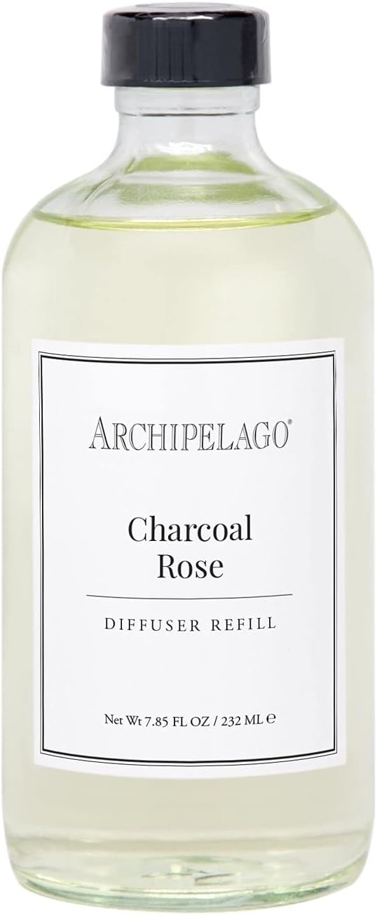 Archipelago Botanicals Charcoal Rose Reed Diffuser Oil Refill, Home Fragrance Oil for Diffuser, Long-Lasting Natural Home Fragrance, Diffuser Oil Scents, 7.85 Fl Oz