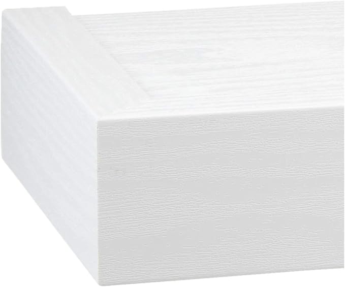 HIGH & MIGHTY 515657 Modern 24" Floating Shelf Holds up to 20lbs, Easy Tool-Free Dry Wall Installation, Flat, eCommerce Packaging, White