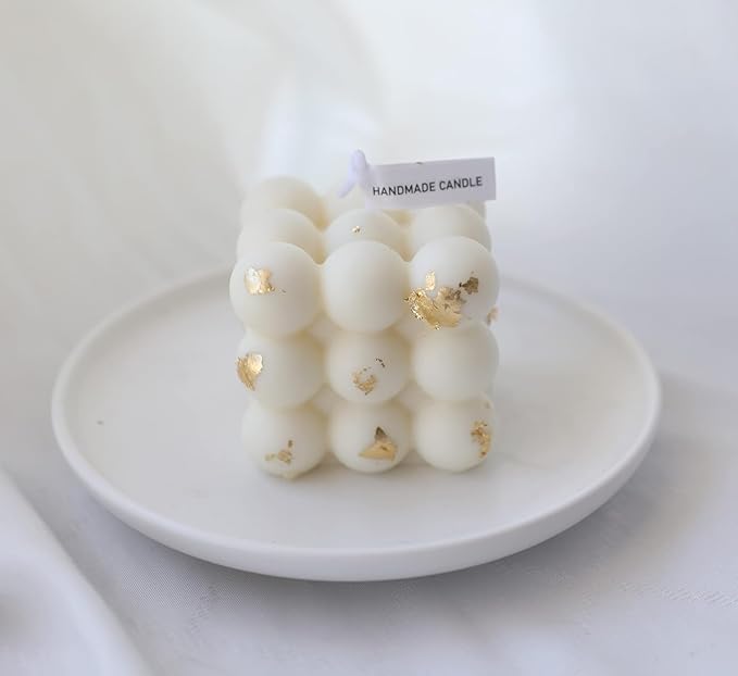 Aroma Candle Bubble Shaped,Aesthetic Scented Candle,150G Handmade Soy Wax Decorative Candle for Table Photo Prop Birthday Gift,Prefect for Meditation Stress Relief Mood Boosting-White