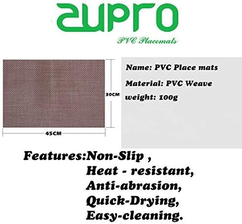 Zupro Placemats Set of 4 for Kitchen Dining Table Washable Braided Table Mats Heat-Resistant Placemats Non-Slip Woven PVC Vinyl Place Mats for Everyday use or Holidays Dinner 18"x12"(Hemp Brown)