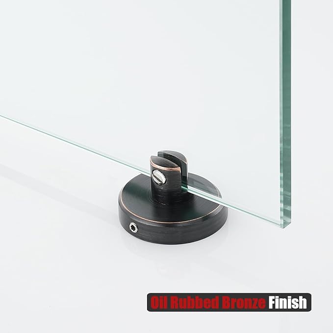 JQK Corner Glass Shelf, Oil Rubbed Bronze Bathroom 304 Stainless Steel Shower Triangle Floating Wall Shelf, 10 x 10 Tempered Glass, 2 Pack, TGS190L10-ORB-P2