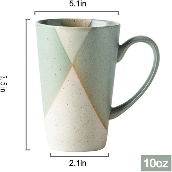 Ceramic Coffee Mugs, Reduction Flame Craft, 10oz, Vintage Tea Cups with Handle for Office/Home, Handmade Pottery Mug, tall mugs, Dishwasher and Microwave Safe. (Blue)