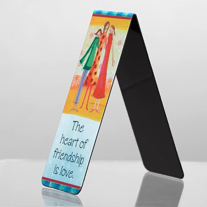 Christian Art Gifts Magnetic Scripture Bookmark Set with Love Joy and Friendship - Inspirational Whimsical Friend Themed Magnetic Bible Verse Pagemarker Set of 6 for Bibles and Books, Size 2.3” x 0.8”
