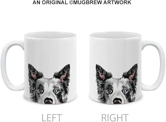 MUGBREW Black Merle Border Collie Dog Ceramic Coffee Mug Tea Cup, 11 OZ