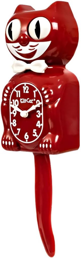 Kit-Cat Klock® Limited Edition Space Cherry Red kit - Iconic Retro Kit Cat Clock with Moving Eyes and Tail, Battery Operated Wall Clock, Made in USA, Perfect for Home Decor, Mid Century Modern Clock