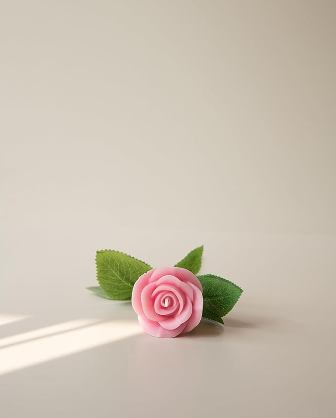 Rose Flower Shape Aesthetic Scented Candle,50G Handmade Carved Flower Clusters Soy Wax Aroma Decorative Art Candle for Table Photo Prop Valentine's Day Wedding Birthday (Pink)