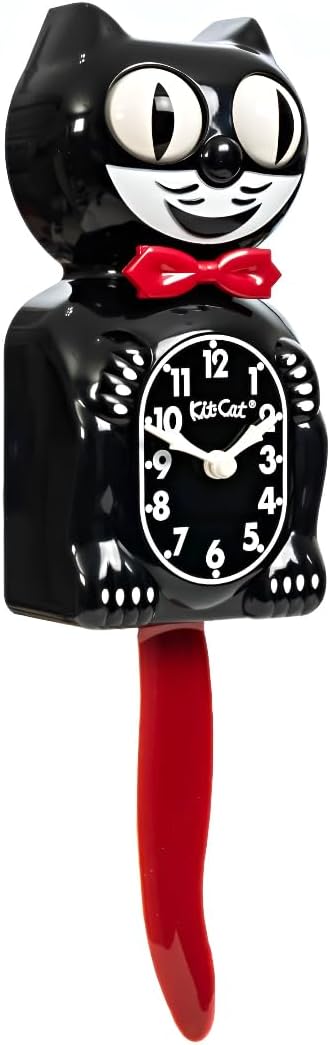 Kit Cat Klock Gentlemen (Crimson Royale) - Retro Cat Clock with Moving Eyes and Tail, Battery Operated, Made in USA