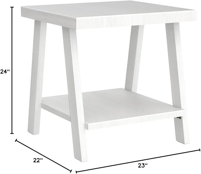 Roundhill Furniture Athens Contemporary Wood Shelf End Table, White