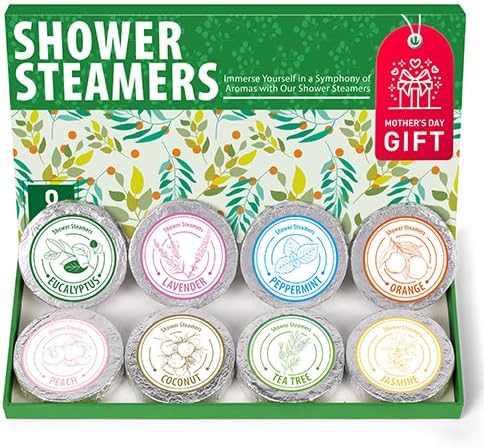 Shower Steamers Aromatherapy - Christmas Gifts for Women, 8 Pack Pure Essential Oil Shower Bombs for Home Spa Self Care, Eucalyptus Stress Relief and Relaxation Gifts for Her Stocking Stuffers Yellow