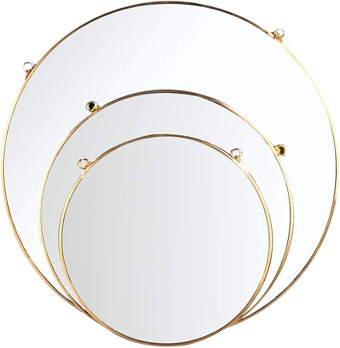 LONGWIN Hanging Wall Circle Mirror Decor Gold Geometric Mirror with Chain for Bathroom Bedroom Living Room 15.7"