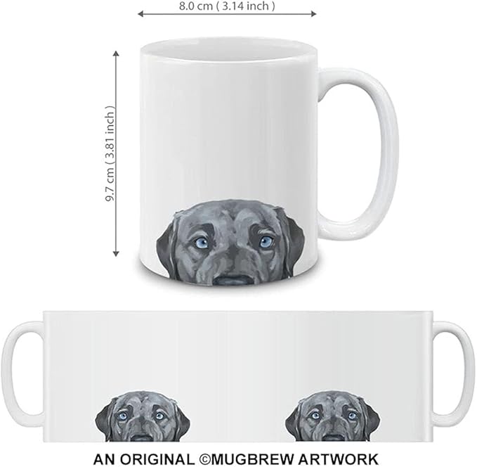 MUGBREW Silver Blue Labrador Retriever Dog Ceramic Coffee Mug Tea Cup, 11 OZ
