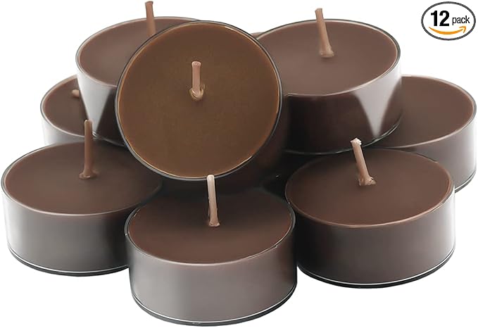 DEYBBY Scented Tealight Candles, Long Lasting Soywax Tea Candle Used for All of Holders|Clear Cup|12 Counts|Up to 4 Hour Burn Time|Coffee