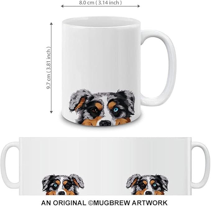 MUGBREW Merle Aussie Australian Shepherd Dog Ceramic Coffee Mug Tea Cup, 11 OZ