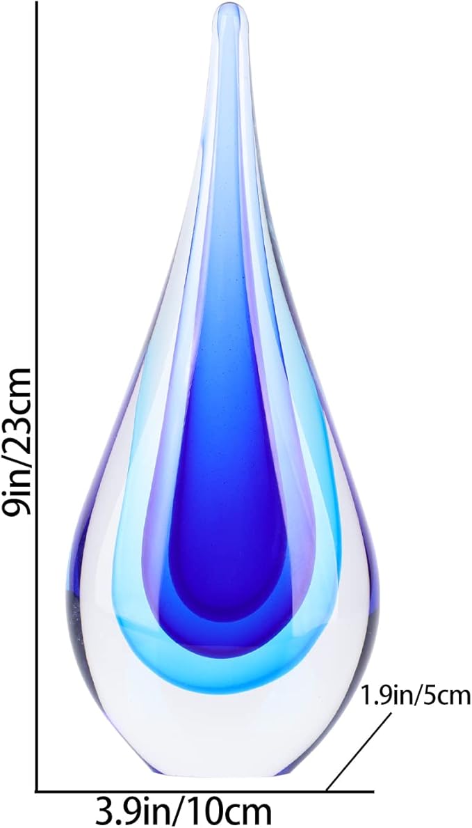 DOVDOV Hand-Blown Glass Sculpture, Unique Mediterranean Decorative Glass, Suitable for Office, Bookshelf, Living Room Coffee Table, Mantelpiece Filling