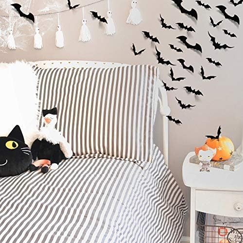 LUDILO 100pcs Bats Halloween Decorations: Halloween Bats Wall Décor Bat Stickers Decals PVC 3D Wall Bat Scary Stickers Halloweens Party Decorations Indoor Outdoor DIY Home Window Door Décor