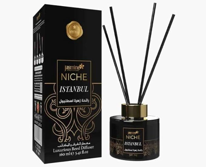 Reed Diffuser for Home Istanbul Scent Long Lasting Air Freshener with Natural Essential Oils Decorative Fragrance Sticks for Room Office Bathroom Gift Set Bottle 160ml