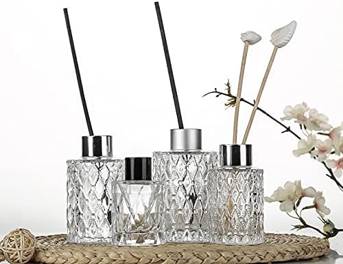150ML/5oz Clear Glass Diffuser Jars Essential Oil Diffuser Bottle with Silver Cap Home Decoration Fragrance Accessories for DIY Replacement Reed Diffuser Sticks Sets