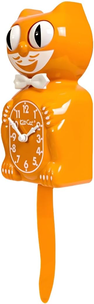 Kit-Cat Clock® Limited Edition Festival Orange - Iconic Retro Cat Clock with Moving Eyes and Tail, Battery Operated Wall Clock, Made in USA, Perfect for Home Decor, Modern Clock, Unique Gift