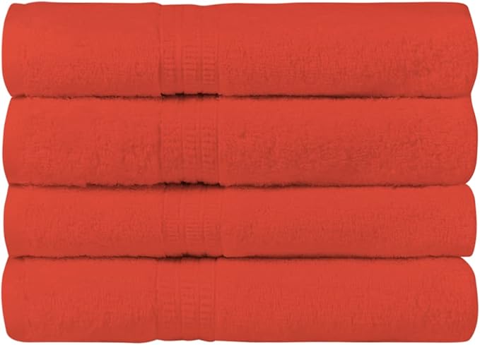 HOMELOVER 4 Piece Luxury Hand Towel Set - 100% Organic Cotton, 500 GSM, Hotel Quality, Highly Absorbent, Soft & Quick Drying Bathroom & Kitchen Towel for Face & Hand Washing (Coral Orange)