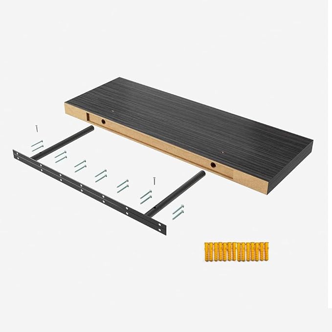 Floating Shelf, Set of 1 Wall Shelf, 30 in W x 12.75 in D x 2 in H Wooden Floating Wall Shelf with Invisible Brackets for Living Room/Bedroom/Bathroom/Kitchen Storage and Decor, Black Wood