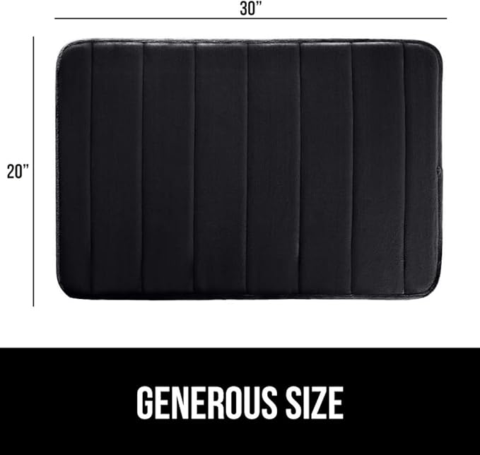 GORILLA GRIP Memory Foam Bath Mat, Soft Absorbent US Designed Bathroom Rug, Gripping Dots Machine Washable Bathmat, Cushioned Floor Mats, Shower Sink Rugs Room Décor Accessories, 30x20 Black
