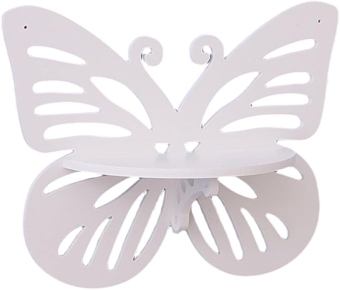 1Pcs Butterfly Floating Shelf Butterfly Shape Storage Rack Wood Wall Decor Bookshelf Picture Display for Bedroom Bathroom Living Room Decor Storage