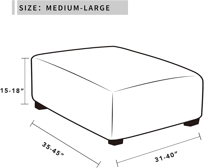 Easy-Going Stretch Square Ottoman Cover 40x40x15 inch Folding Storage Stool Furniture Protector Soft Rectangle slipcover with Elastic Bottom Peacock Blue