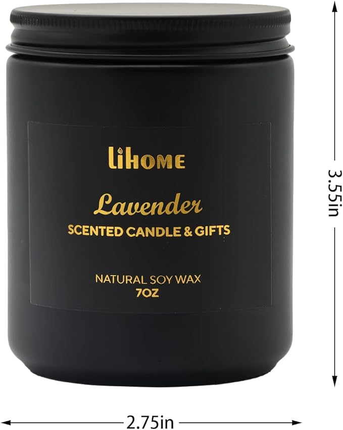 Soy Wax Candles for Home - Natural Lavender Scented Black Candles for Room Decor Gifts