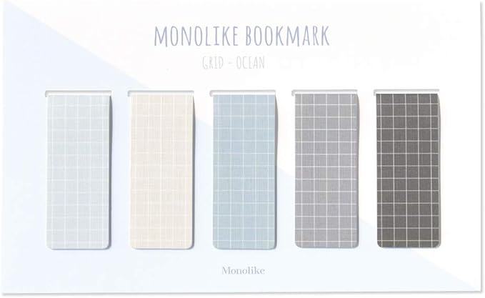 Monolike Magnetic Bookmarks Grid Ocean, Set of 5