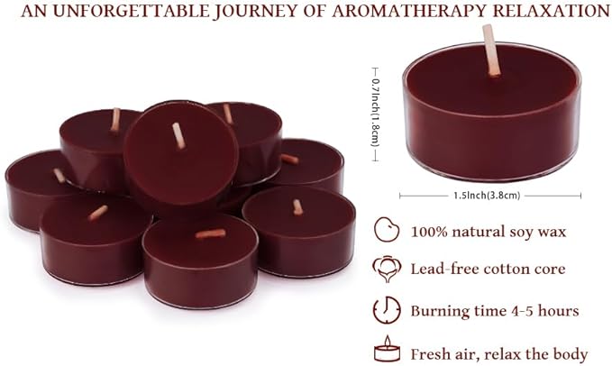 DEYBBY Scented Tealight Candles, Long Lasting Soywax Tea Candle Used for All of Holders|Clear Cup|12 Counts|Up to 4 Hour Burn Time|Apple Cinnamon