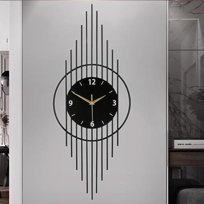 Wall Clock,Decorative Wall Clocks with Silent Quality Quartz Clock Battery Operated,Large Wall Clock for Living Room,Kitchen,Home,Bathroom,Bedroom Wall Decor,11.8x29.5inch,Black