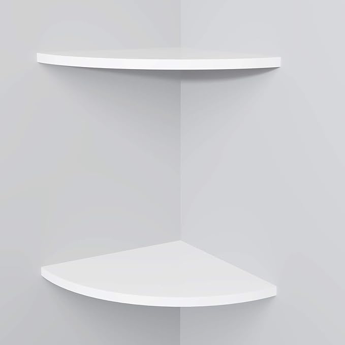 11 Inch Set of 2 Corner Wall Mounted Floating Shelf White,for Kitchen Room ,Living Room,Bathroom and Any Wall Corner Decor Display.