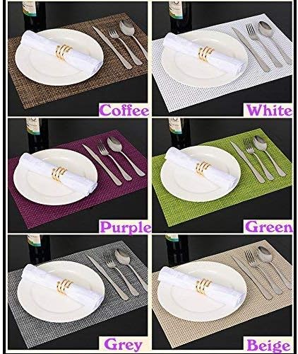Zupro Placemats Set of 4 for Kitchen Dining Table Washable Braided Table Mats Heat-Resistant Placemats Non-Slip Woven PVC Vinyl Place Mats for Everyday use or Holidays Dinner BBQs 18"x12"(Coffee