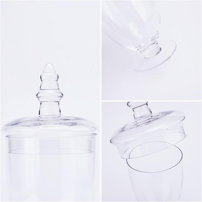 Glass Apothecary Jars with Lids, Small Storage Containers, Set of 3 Wide Mouth Storage Candy Jar Decorative Candy Buffet Organizer Canisters Elegant Kitchen