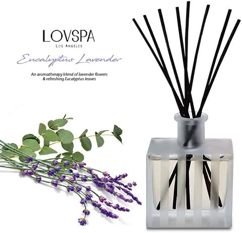 LOVSPA De-Stress Lavender Eucalyptus Reed Diffuser Set - Scent Diffuser with Long Lasting Fragrance - Non-Toxic Oil Reed Diffusers - Made in The USA