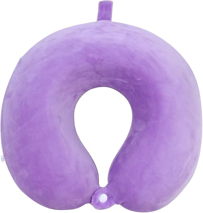 Travel Pillow - Memory Foam Neck Pillow Support Pillow,Luxury Compact & Lightweight Quick Pack for Camping,Sleeping Rest Cushion (Purple)