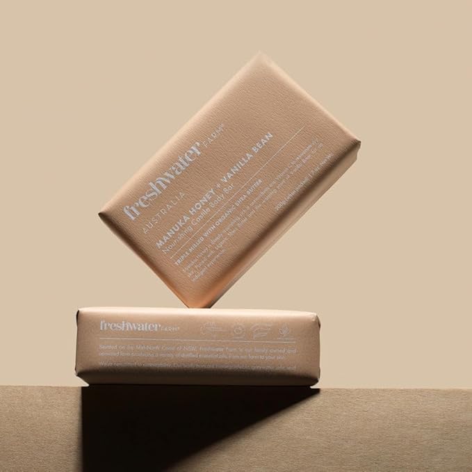 Soothing Castile Natural Body Bar/Soap Bar for Women/Men- Manuka Honey + Vanilla Bean. Bar Soap/Body Soap With Organic Shea Butter For Dry, Sensitive Skin - 7 oz x 8 pack