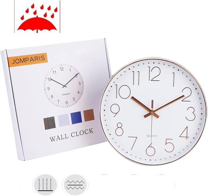 jomparis 12 Inch Silent Non-Ticking Battery Operated Quality Quartz Round Wall Clock Navy Blue Color Modern Decor Clock for Home Office Bedroom Classroom
