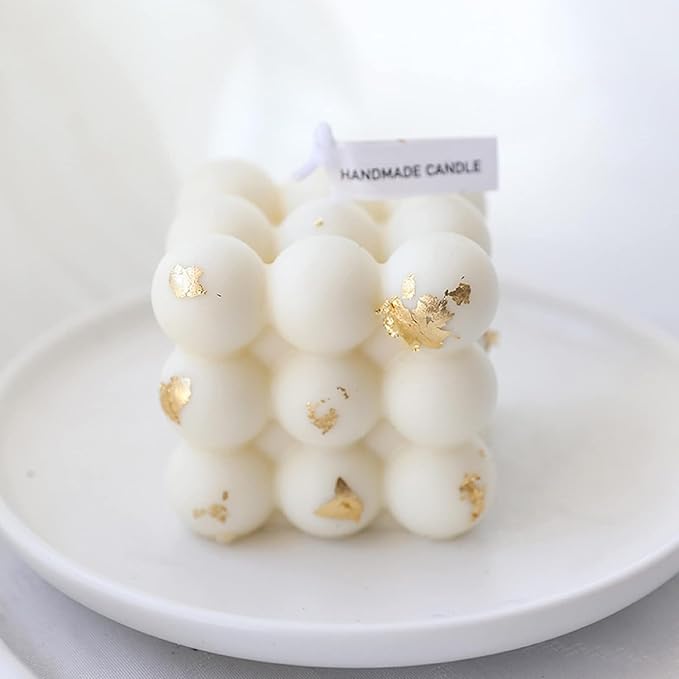 Aroma Candle Bubble Shaped,Aesthetic Scented Candle,150G Handmade Soy Wax Decorative Candle for Table Photo Prop Birthday Gift,Prefect for Meditation Stress Relief Mood Boosting-White