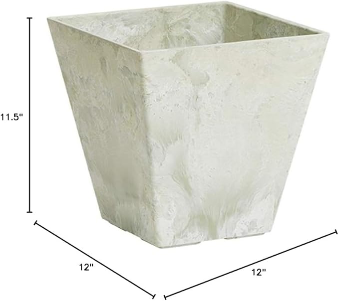 ArtStone 35126 Ella Square Planter, 12-Inch, Mint