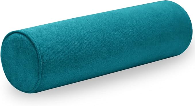 Cylinder Round Memory Foam Support Pillows 17.8X6 Cervical Neck Roll Pillow with Pillowcase Soft, Comfortable and Breathable for Sleeping, Chair, Car, Sofa,Travel Lake Blue