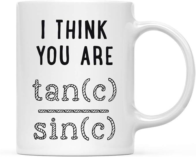 Andaz Press Valentine’s Day Funny 11oz. His Her Couples Coffee Mug Gift, I Think You Are Tan(c) Sin(c), 1-Pack, Gift Box